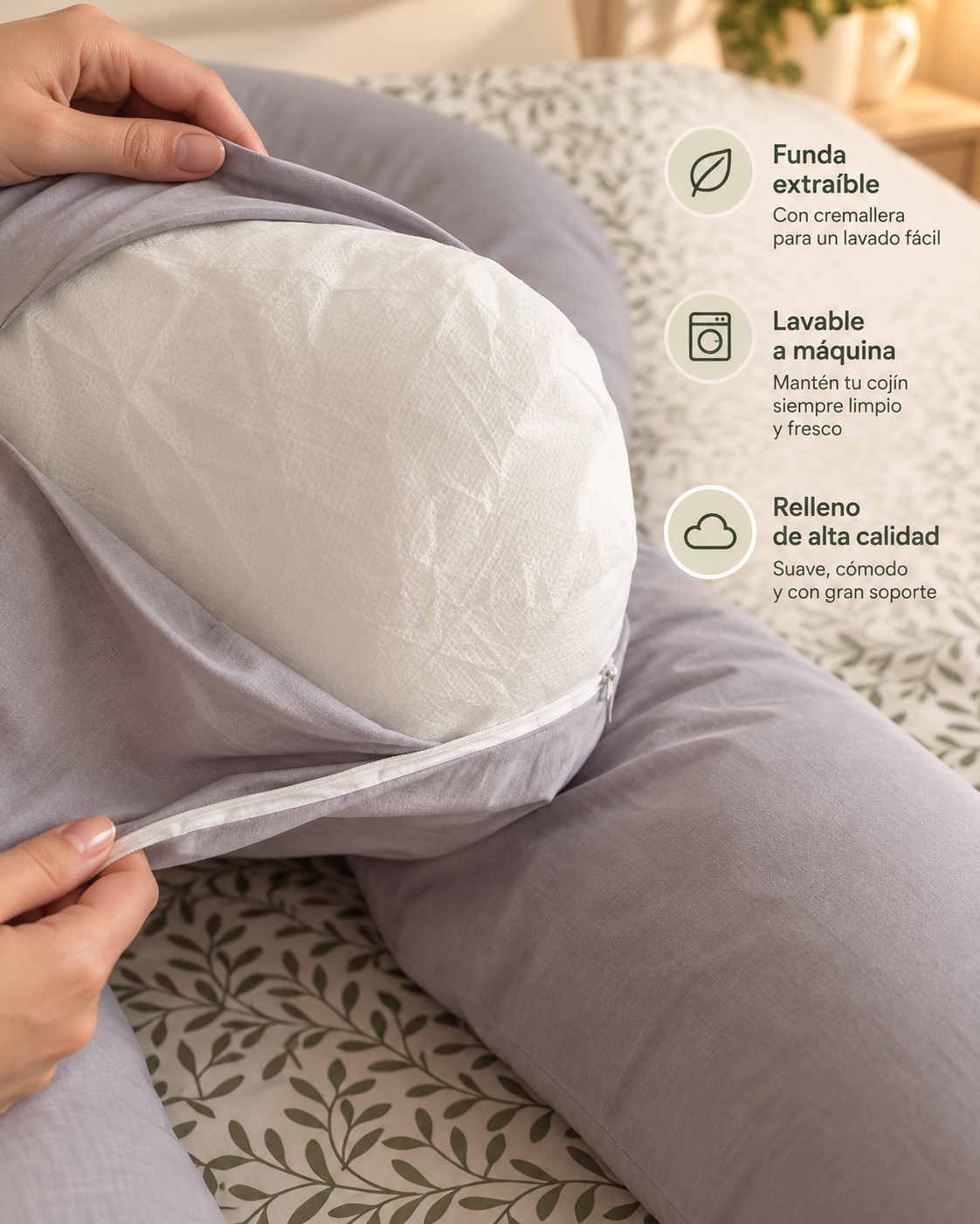Almohada corporal en forma de U